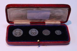 Edward VII Maundy Money 1904 comprising of 1, 2, 3 and 4 pence, in red tooled box.