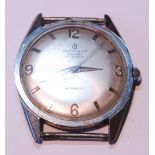 Vintage Breitling 17 jewels manual wind gent's watch in stainless steel case, the silvered dial with