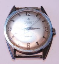 Vintage Breitling 17 jewels manual wind gent's watch in stainless steel case, the silvered dial with
