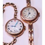 Two lady's 9ct gold bracelet watches (a/f), 41g gross.