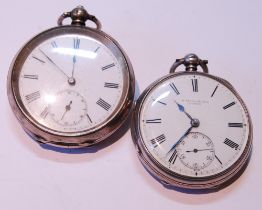 Late Victorian silver-cased open face pocket watch, hallmarks for London 1890-91, retailed by W