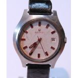 Bulova Automatic 23 jewels gent's wristwatch, c. 1960s, in stainless steel case, the signed white