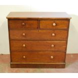 Burr wood chest of two short and three long drawers, c. early 19th century, with turned handles,