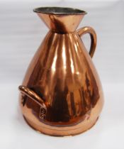 Victorian copper four gallon measure, impressed '4 GALLONS', with loop handle and opposing small