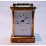 Matthew Norman lever carriage timepiece in corniche case, 12cm high.