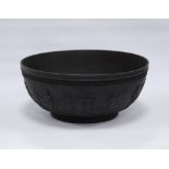 Wedgwood Black Basalt fruit bowl, c. late 19th/early 20th century, with arrow leaf banding to the