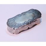 Victorian silver snuff box, engraved, with waved edges, Birmingham 1897, 80mm x 36mm.