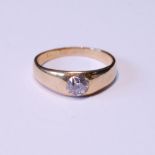 Diamond ring with gipsy-set brilliant, approximately .6ct, in gold, size S.
