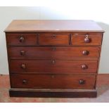 George III mahogany chest of three short and three long graduated drawers with turned handles, on