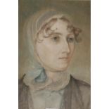 Early 19th century pencil and chalk portrait of a lady, 32cm x 26cm, frame 44cm x 38cm. #172