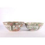 Early 20th century Cantonese famille rose bowl, and another later, 28cm and 26cm diameter. (2) #42
