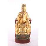 Chinese gilded wooden figure of Buddha, 36cm high. #359