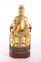 Chinese gilded wooden figure of Buddha, 36cm high. #359