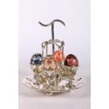 Mappin & Webb Ltd fine quality white metal Art Nouveau period egg epergne stand, 21cm high.