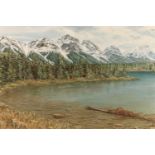 CAROLYN MENU, Canadian Rockies, oil on canvas, signed and dated 1978 verso, 44cm x 59cm, frame