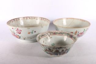 Three Chinese porcelain bowls, the largest 23cm diameter.  (3)  (a/f) #479