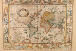 World map after GUILIELMO BLAEUW titled 'Nova Totius Terrarum Orbis Geographica AC Hydrographica