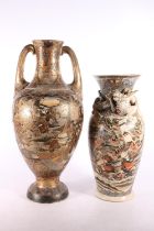 Two large Satsuma vases , one of baluster form with twin handles, 40cm high, the other of baluster