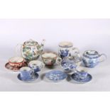 Chinese and Japanese tea wares to include two blue and white miniature porcelain teapots, a coffee