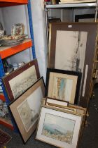 Quantity of pictures to include watercolours, prints, including Flint, etc.