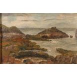 LAWRIE, Coastal scene, oil on board, signed and dated 1971 lower left, 29cm x 39cm, gilt frame