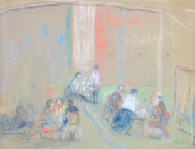 TAWORA KAPLON, The Florian Cafe, pastel drawing, signed to label verso, 44cm x 54cm, frame 66cm x