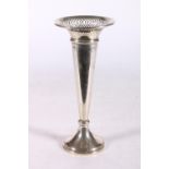 Silver specimen vase with pierced rim by Edward Barnard & Sons Ltd, Birmingham 1919, 281g gross (