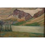 H L HUXTABLE, Canadian Rockies, oil on cork, signed lower right, 34cm x 44cm, gilt frame 49cm x
