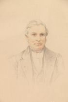 19TH CENTURY SCHOOL, Portrait of a gentleman, pencil drawing, in gilt frame and further outer frame,