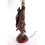 19th century Chinese rootwood figural table lamp, 43cm high. #198