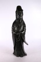 Bronze figure of Chinese goddess Guanyin, 44cm high. #483