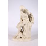 A Victorian Parianware porcelain figure by John Bell, modelled as a Roman? Soldier resting, 32cm #
