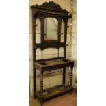 Victorian carved oak hall stand.