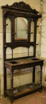 Victorian carved oak hall stand.