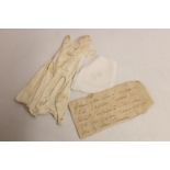 PT Barnum: pair of fine French kid leather lady's gloves, glover's stamp in blue ink GANT PERRIN A