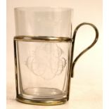 PT Barnum: glass beaker engraved with the coronet of a baron and monogram 'AO', in electroplated