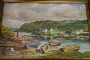 G BARR, Harbour scene, watercolour, signed, 37cm x 54cm, and two unframed works.