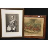 Edward VII framed print, and a print after J STURGESS, 'Where Ellimanes Comes in Useful'.