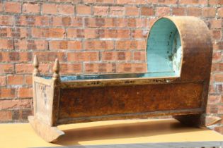 Antique pine cradle with canopy.