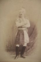 Framed photographic print of an Indian general, 47cm x 35cm.