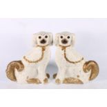 Pair of Staffordshire-style wally dogs, 33cm.