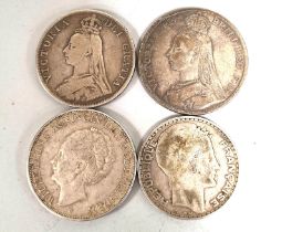 World coins to include a Victorian 1890 silver crown, 1889 double florin, Netherlands 2 1/2 Gulden