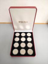 Gibraltar. 1993 Kings and Queens of England silver crown coin set comprising of twelve 1oz coins.