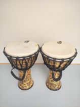 Pair of Toca bongos with faux snakeskin covers. (2)