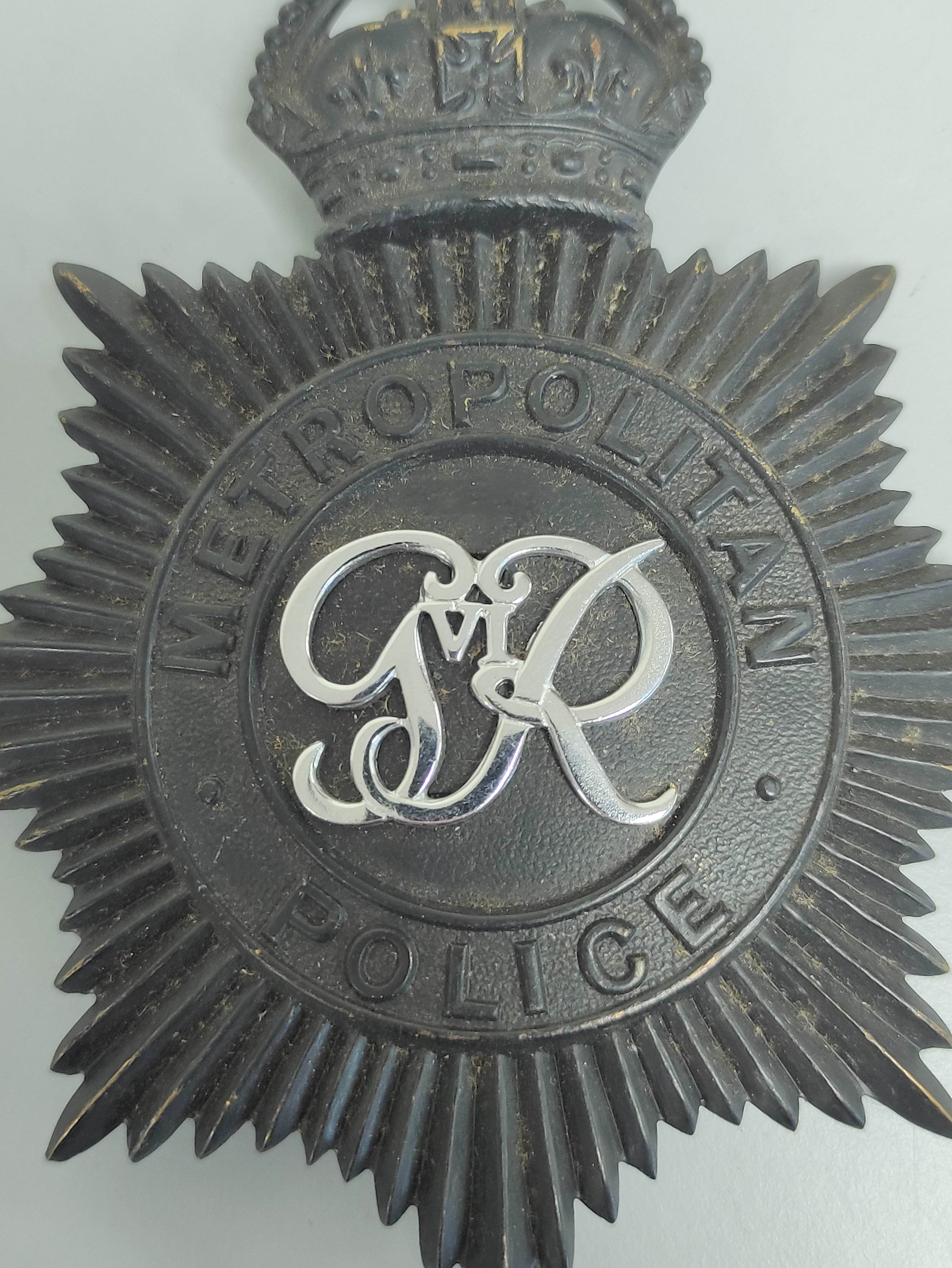 British Police. Metropolitan Police George VI helmet plate with three lug fittings and a 1940s - Image 3 of 6