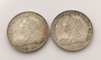 United Kingdom. Queen Victoria (1837-1901) silver 1895 shilling EX+ S.3940. Also another dated