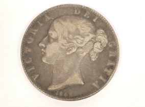 United Kingdom. Queen Victoria (1837-1901) silver crown 1845 cinquefoil stops S3882. VG