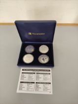 2005 World four fine silver 1oz coins to include Canadian Maple Leaf, American Eagle, Chinese