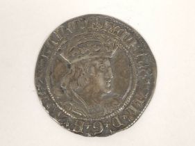 England. Henry VIII (1509-1547), Groat, second coinage, Lis Canterbury mint OBV crowned and draped