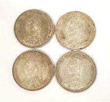 United Kingdom. Queen Victoria (1837-1901) silver jubilee head shillings to include two examples